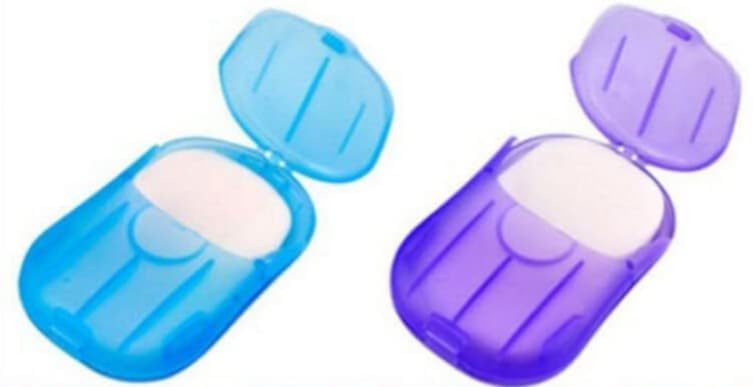 Portable Paper Soap Sheets with Case Travel Hand Washing Soap Paper Sheets Mini Soap Sheet Box Outdoor Camping Pocket Hand Wash Soap (Pack of 2 | Multicolor)-image-16