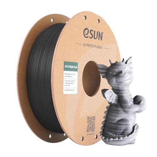 eSUN Matte Dual Color PLA Filament 1KG, Shine-Free & Frosted, Black White