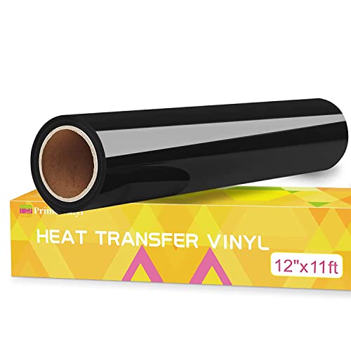 Prime Vinyl Plotterfolie Textil 30.5cm x 3.36m Flexfolie für Silhouette Cameo Cricut Maker Plotterfolie für Shirt Kleidung Hüte Hosen andere Stoffe(Schwarz)