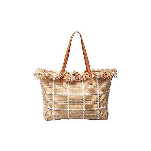 Image of CORIOS Tote Bag for Women Cute Canvas Shoulder Bag Summer Vibe Beach Bag Casual Handbag Bohemian Hobo Bag with Tassels