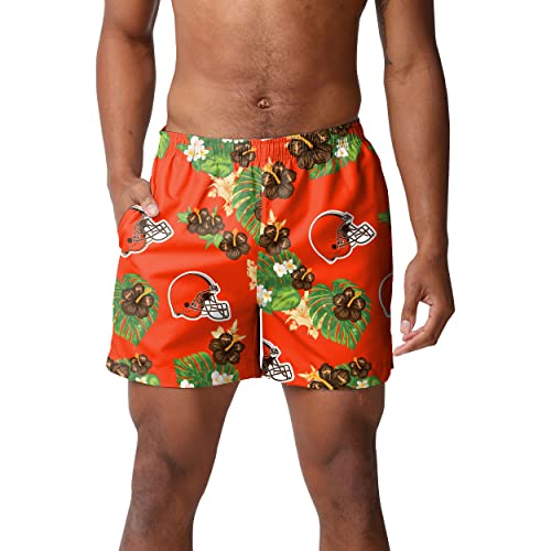 Image of FOCO NFL Mens NFL Team Logo Floral Hawaiian Swim Suit Trunks