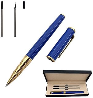 Accod Signature Pen Premium Metal Rollerball & Ballpoint Pen Creative Gift Pen with Two 0.5mm Black Replaceable Refills High-grade Pen Case Gift for Family Friends and Colleagues (Blue)