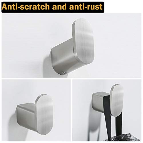 RANDOM Brushed Towel Hooks Bathroom Hardware Accessories Coat Hook 304 Stainless Steel Clothes Hook for Bath Kitchen Contemporary Hotel Style Wall Mounted 2 Pack. (Round, Brushed Steel).