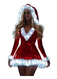 bDDeDD Women's Santa Costume LED Light Up Christmas Dress Cosplay Mrs. Claus Costume (Red, XXL)