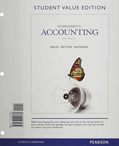 Horngren's Accounting, Student Value Edition and NEW MyAccountingLab with Pearson eText -- Access Card Package (10th Edition)