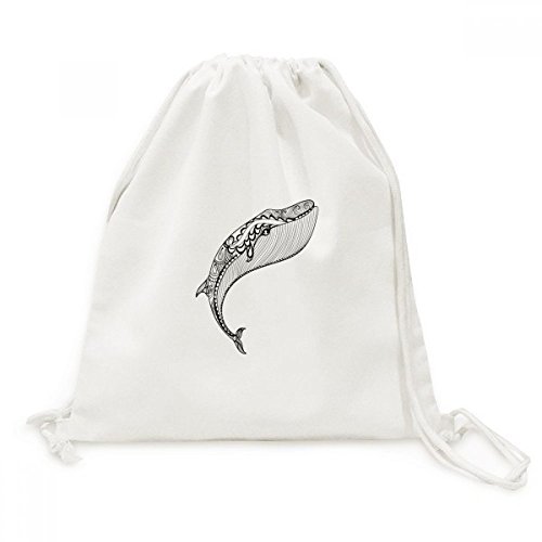 Sac à dos cordon robuste grand volume motif baleine bleue