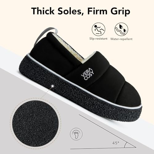 VeraCosy Women's Quilted Closed-back Slippers Technical Fabrics Warm Soft Comfy Non-slip Memory Foam Indoor House Shoes4