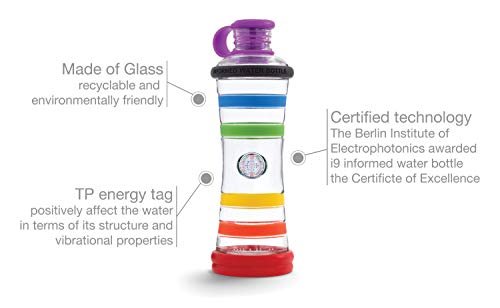 I9Bottle Chakra - Healing Crystals, Reusable Glass Water Bottle, Yoga Bottle, Relieve Stress, Super Hydration, Increases Physical Fitness, Body Detox, Chakra Balancing, Sustainable Gifts, Zero Waste, Meditation #TOP2