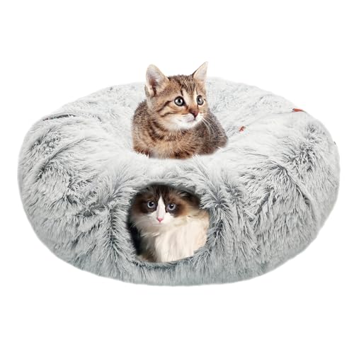 Cat Tunnel Bed Large Indoor Cat Cave Donut with Mat Toy Soft Plush by KOSMUSMO - Used condition - US$21.84