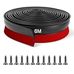 Flintronic Garage Door Seal 6M, Universal Weatherproof Draught Excluder with Strong Adhesive, Threshold Seal with Nails (Black)