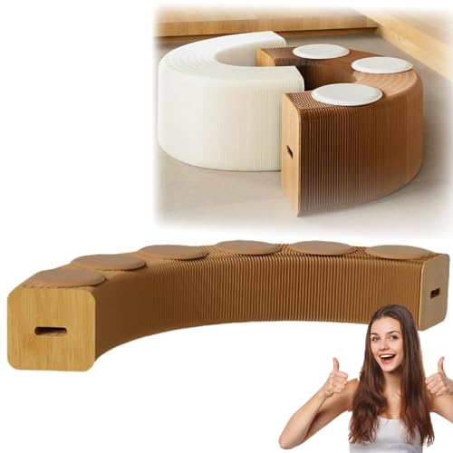 MDDKOP ペーパーベンチアコーディオン折りたたみ式クラフト紙スツール折り畳み可能ペーパースツールペーパーソファ伸縮持ち運び可能クラフトペーパーリラックスフットスツールルームダイニングファッション 組み立て不要 展示ホール/ギャラリー/休憩室/リビングル