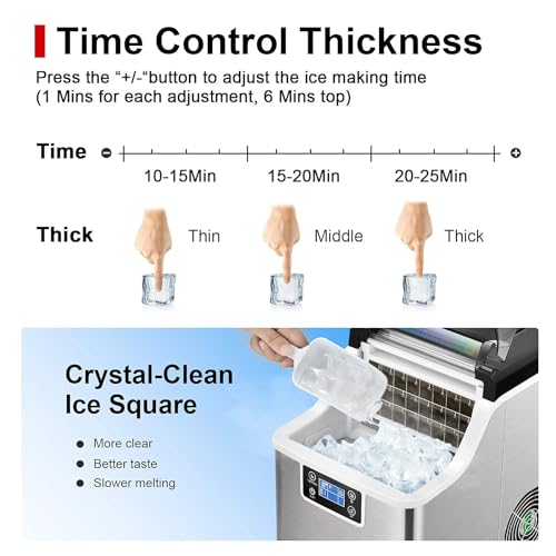 DORTALA Countertop Ice Maker, Portable Ice Cube Maker Machine with Self-Cleaning Function, 45 Lbs/Day, 24 Pcs/13 Mins, Top Loaded Ice Maker for Home Office Bar Party