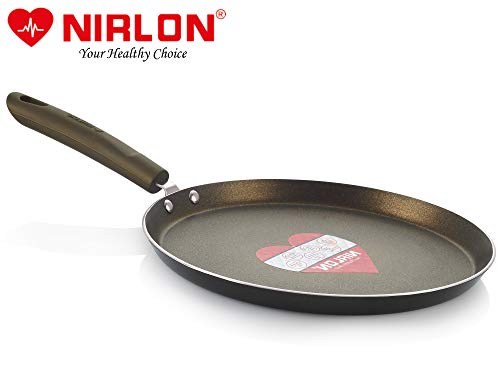 Image of Nirlon Aluminium Non Stick Dishwasher Safe Non Induction Gold Rush Flat Tawa