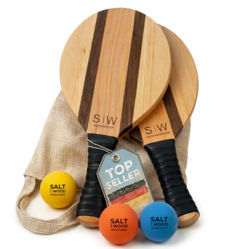 Beachball-Set Salt On Wood Frescobol Set mit 2 Schlägern und 3 Bällen