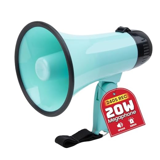 MyMealivos Portable Megaphone Bullhorn 20 Watt Power Megaphone Speaker Voice and Siren/Alarm Modes with Volume Control and Strap (Teal)…