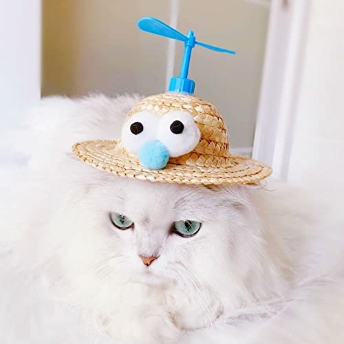 Pet Dog Cat Straw Hat Sun Hats Mini Fan Straw Hat Puppy Accecories Hawaii Style, Fot Small Medium Big Dogs Cats Costume Photography Props(M-Plane) #TOP4