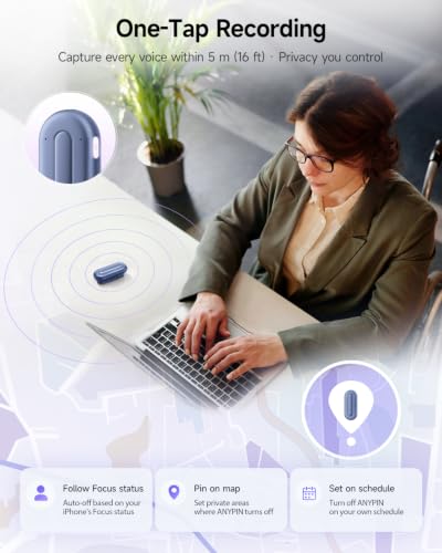 Image of ANYPIN Note Pod P1 AI Voice Recorder, Wearable AI Note Taker, Transcription