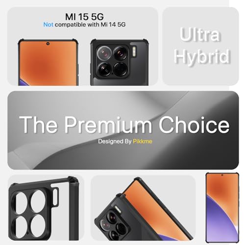 Image of Pikkme Crystal Clear Transparent Back Cover | Ultra Hyrbid | Full Camera Protection | Raised Edge | Bumper Case for Xiaomi 15 5G (Black)
