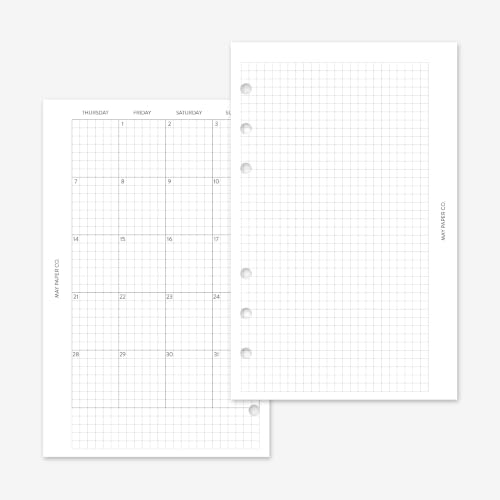 MAY PAPER CO. 2027 FC Compact Grid Monthly Planner Refill, Month on Two Page Planner Insert for Franklin Covey Compact 6 ringed Agenda 4.25 x 6.75 (Continuous Months, Monday Start)