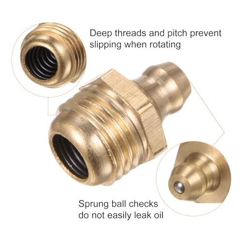 Image of HARFINGTON 15pcs Brass Straight Grease Fitting M12x1.25mm Metric Thread Hydraulic Grease Nipple Accessories for Car