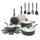 NON-TOXIC PFAS-FREE CERAMIC NONSTICK: GreenLife’s incredible healthy ceramic nonstick coating delivers effortless food release, seamless transfers, and effortless cleaning. COMPLETE 16-PIECE COOKWARE SET: 8” Frying Pan, 9.5” Frying Pan, 2QT Saucepan ...