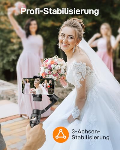 hohem iSteady V3 Ultra Smartphone Gimbal, iPhone Gimbal mit 360° Follow, multimodalem AI-Tracker, 1,22\ Touchscreen, Integrierte Verlängerungsstange, iSteady 9.0 Handy Stabilisator für Vlog Tiktok