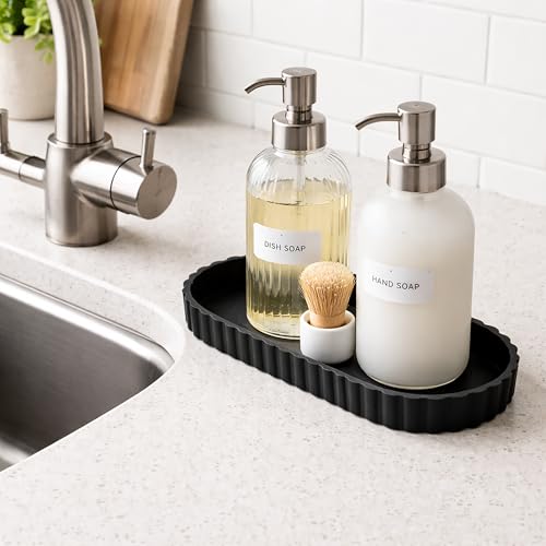 Plateau de salle de bain en silicone pour flacons et savon