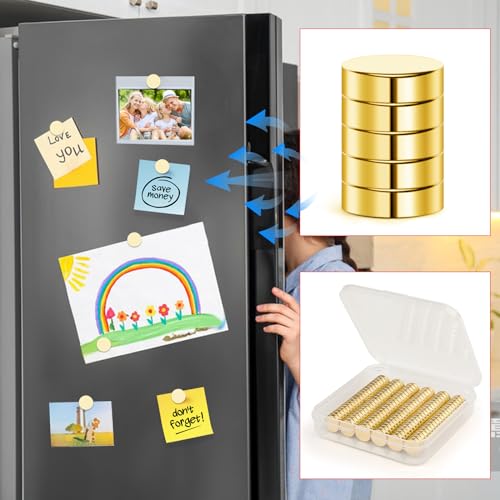 Image of 120 Pcs Gold Fridge Magnets, 10x3mm Small Rare Earth Magnets Neodymium Magnet for Refrigerator School, Whiteboard, Crafts, DIY
