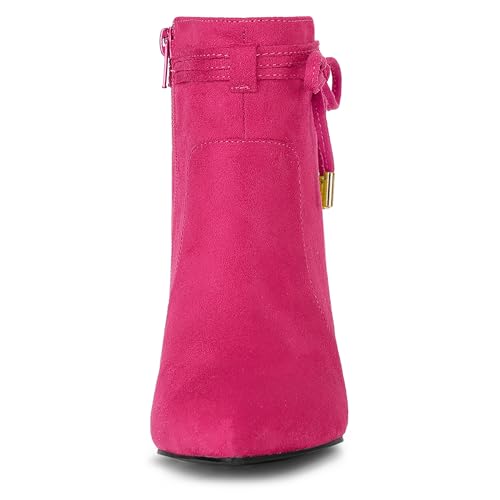 Allegra K Allegra K Women's Pointed Toe Block Heel Zipper Hot Pink Ankle Boots 5.5 M US