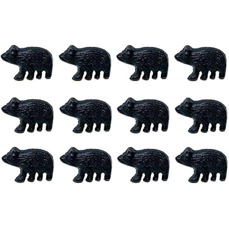 BestGiftEver 12-pc Set Black Bear Cast Iron Drawer Cabinet Knob Pulls - Rustic Farmhouse Western Home Style Decor Dresser Hardware with Wildlife Charm