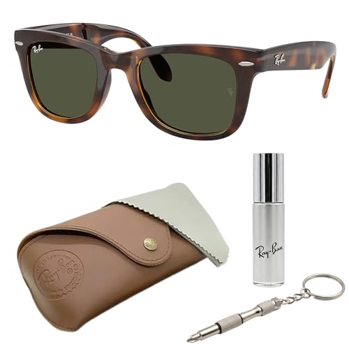 Image of Ray-Ban RB4105 WAYFARER FOLDING CLASSIC Square Shape Sunglasses for Men with Official Eyewear Kit