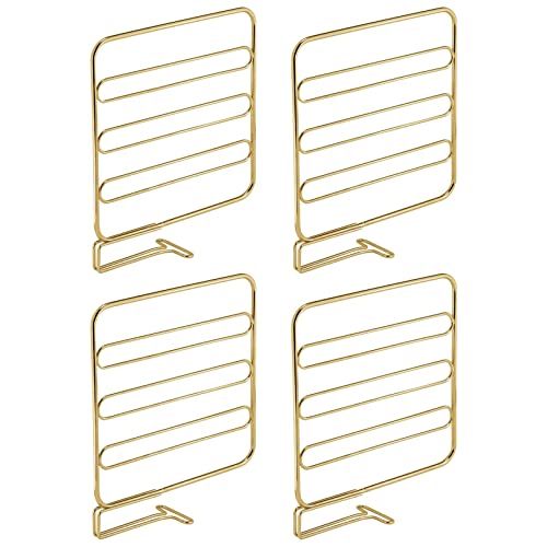 Mdesign Versatile Metal Wire Closet Shelf Divider And Separator For Storage And Organization In Bedroom, Bathroom, Kitchen And Office Shelves - Easy Install, 4 Pack - Soft Brass #TOP14