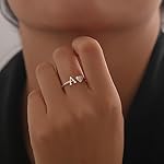 WFYOU Heart Initial Ring for Women - Silver Rose Gold Plated Capital Letter Stackable Rings - Adjustable Alphabet Jewelry Gifts - Image 3