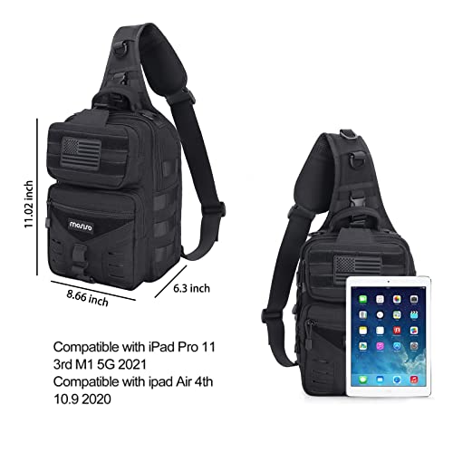 Mosiso Tactical Backpack, One Shoulder Slingbag Military Army Assault Rucksack Everyday Carrying Daypack With Usa Flag Patch For Outdoor Sports Hiking Hunting Fishing Camping Training, Black #TOP2