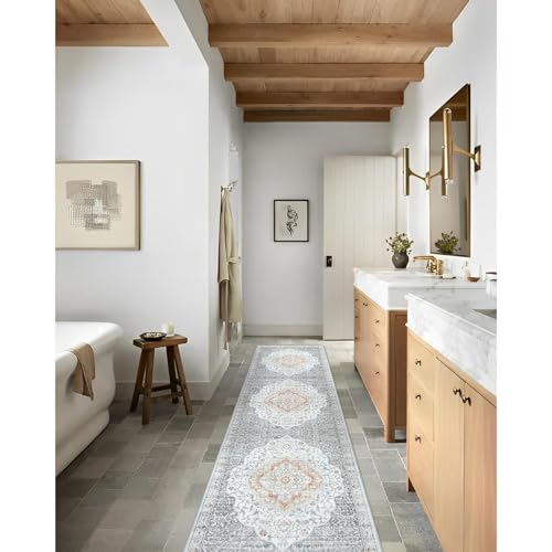 Lahome Boho Kitchen Runner Rug - 2.5X8 Washable Rug Runner Ultra-Thin Non-Slip Carpet Runners For Hallway 8Ft, Oriental Print Distressed Soft Long Runner Rug For Entryway Bedroom Laundry Room Foyer thumb #6