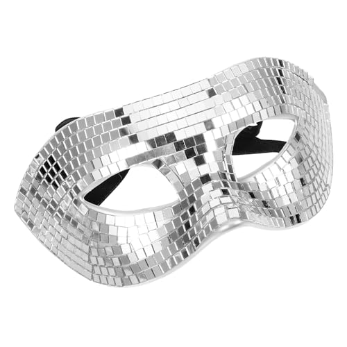 Masque à paillettes miroir argenté léger pour cosplay et bal masqué femme