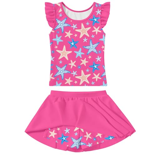 Image of Girls Swimsuit 2 Piece Ruffle Bathing Suit UPF 50+ Tankini Swimsuit Skirt with Lining Size 3-10