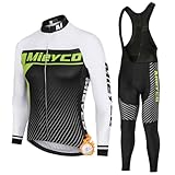 Ropa Ciclismo Hombre Maillot Bici MTB Invierno Conjunto Ciclista Polar Térmico,Traje Bicicleta Chaquetas Ciclo Manga Larga y Pantalones Tirantes con 19D Gel Acolchado,Completa de BTT Jerseys|16,XL