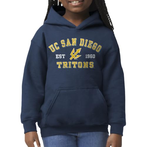 Barnesmith University of California - San Diego Apparel UCSD King Tritons Youth Unisex Hooded Sweatshirt Vintage Logo Navy X-Small