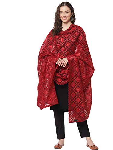 Zamour Women's Punjabi Phulkari Chope Dupatta Chunni on Organza with heavy Embroidery