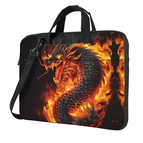 JCAKES Fire Chinese Dragon Print Laptop Bag Removable Shoulder Strap Laptop Bag Portable Computer Bag
