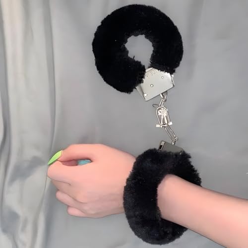 Pink Fluffy Cuff Bracelets for Women Men O Ring Double Lock Bracelet2