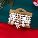 WCRAZYE Christmas Bracelets for Women Red Green Snowflake Santa Claus Christmas Tree Festive Beaded Bracelets Stackable Stretch Friendship Bracelets (White)