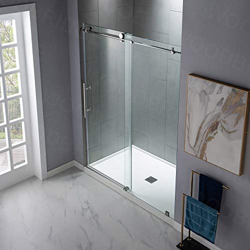 Woodbridge Mbsdc6076-C Frameless Sliding Glass Shower Door | 56"-60"W X 76"H | Chrome Finish #TOP3