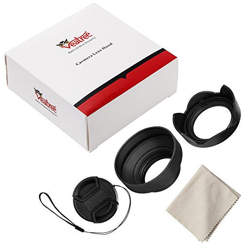 Set de Parasol para Lente de 49mm Compatible con Canon EF 50mm f/1.8 STM Incluye Parasol Plegable de Goma, Parasol Tulipán Reversible y Tapa Central miniatura 7