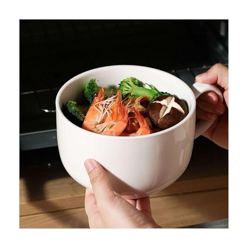 Taza de sopa jumbo de cerámica de 1000 ml con asas, apta para horno, para avena, desayuno, té, leche, capuchino, incluye tapa