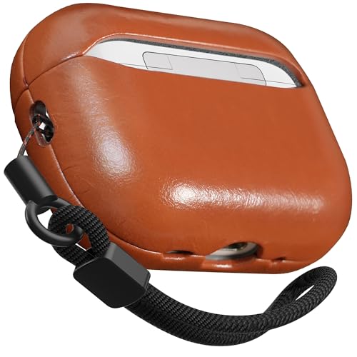 Image of for AirPods Pro 3 Case 2025, Handcrafted 100% Geniune Leather Cover | Vintage Oil-Waxed Leather Protective Case with Lanyard, Silky Smooth Touch, Wireless Charging, for Apple AirPods Pro 3rd Gen