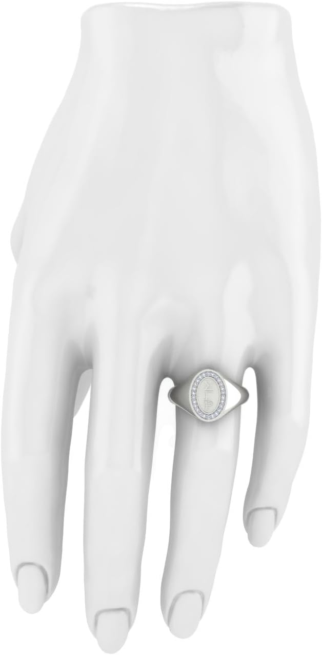 Sigma Gamma Rho Rings for Women,Sterling Silver Oval Ring for Women with White Cubic Zirconia(R006-White)