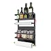 Refrigerator Organizer 4 Tier Magnetic Fridge Spice Rack Paper Towel Holder Multi-purpose Storage Shelf with 5 Hooks, Black