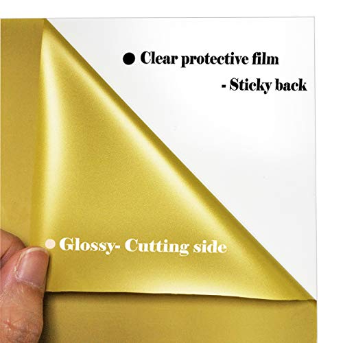 Image of guangyintong Gold Heat Transfer Vinyl HTV Rolls, 12 inch x 8ft Gold Iron on Vinyl for T-Shirts Glossy Surface HTV Vinyl for All Cutter Machines Easy to Cut & Weed for Heat Vinyl Design